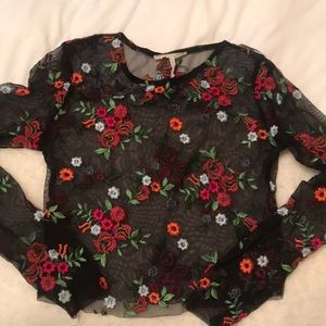 Mesh embroidered top